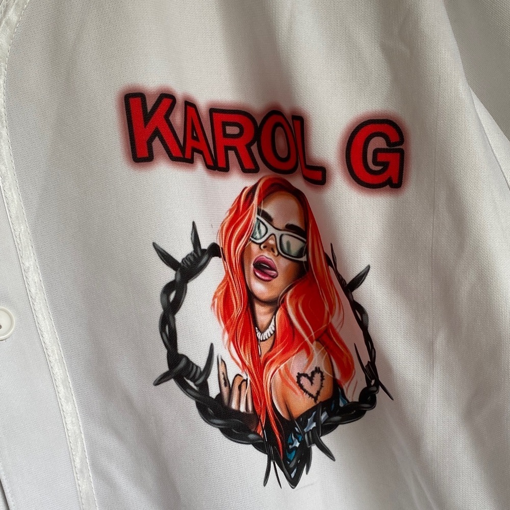 White Graphic Button-Up Jersey - Picture 3 of 13